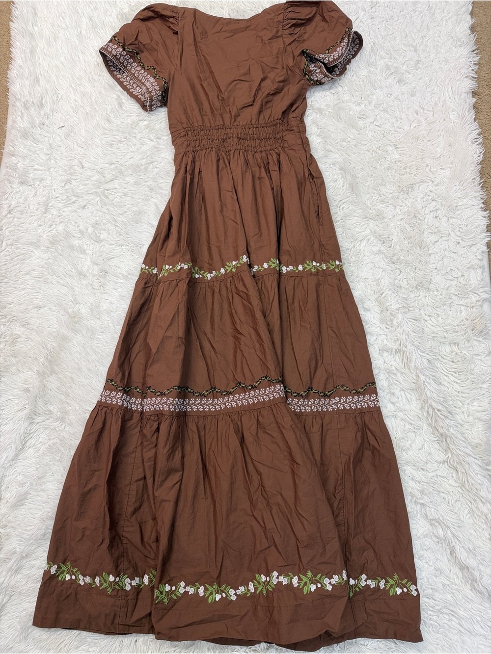 Anthropologie Somerset Embroidered Maxi Dress Brown - Picture 5 of 5